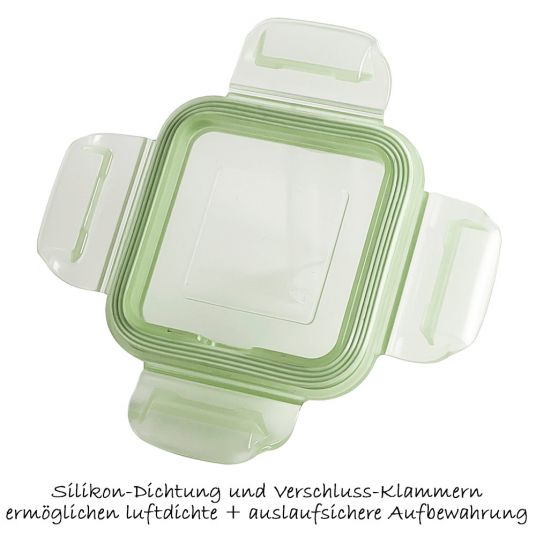 Miniland Aufbewahrungsbehälter Glas 4er Pack Natursquare 160 ml - eco friendly Chip