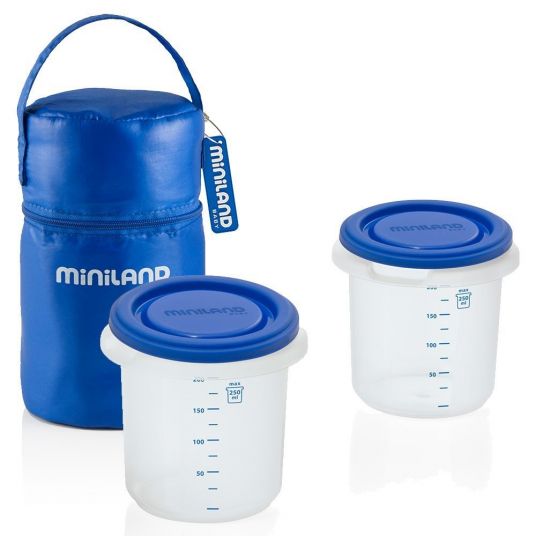 Miniland Contenitore Pack to Go con borsa isotermica - Blu
