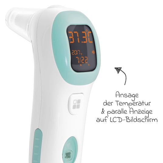 Miniland Baby Gesundheits-Set 10-tlg. - mit Infrarot-Fieberthermometer + elektr. Nasensauger + Pflege-Set - Mint