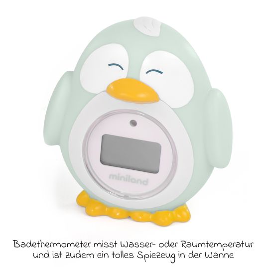 Miniland Baby Gesundheits-Set 13-tlg. - mit elektr. Nasensauger + 2 Fieberthermometer + Badethermometer + Pflege-Set - Mint