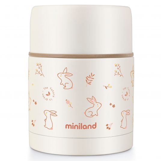 Miniland Edelstahl-Isolierbox Natur Food Thermos 600 ml - eco friendly Bunny