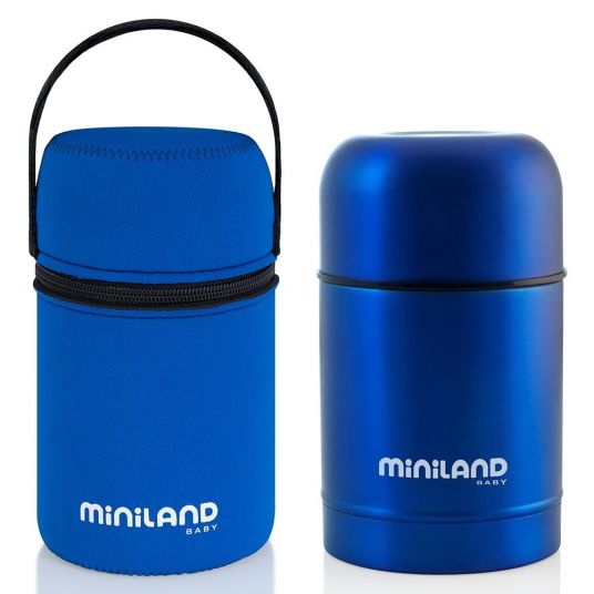 Miniland Scatola isolata in acciaio inox e borsa in neoprene Thermo Food 600 ml - Blu