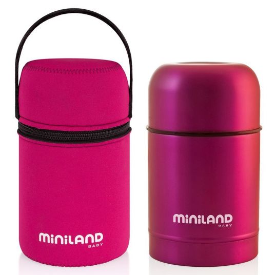 Miniland Stainless Steel Insulation Box & Neoprene Bag Color Thermo Food 600 ml - Pink