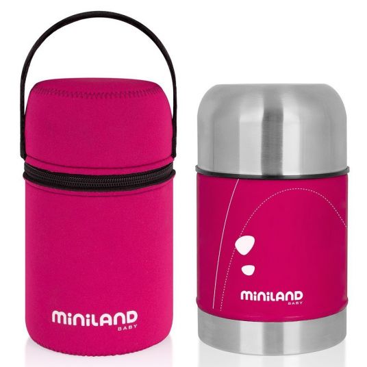 Miniland Stainless Steel Insulated Box & Neoprene Bag Soft Thermo Food 600 ml - Pink