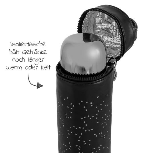 Miniland Edelstahl-Isolierflasche inkl. Isoliertasche Deluxe Thermos 500 ml - Silver