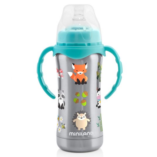 Miniland Stainless Steel Thermos Bottle Thermobaby Teat 180 ml - Silver