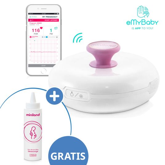 Miniland Herzschlag-Wiedergabegerät / Fetal-Doppler SweetBeat + GRATIS Ultraschall-Gel 250 ml - Mint