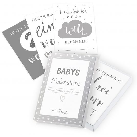 Mintkind Baby milestone cards - 26 cards - gray