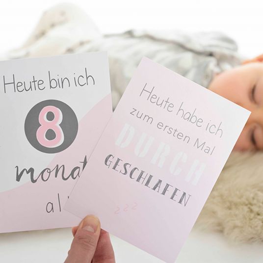 Mintkind Baby-Meilensteinkarten - 26 Karten - Rosa
