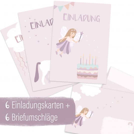 Mintkind Invitation cards children's birthday incl. envelopes - Fairy World
