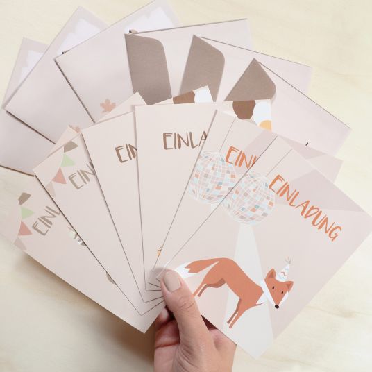 Mintkind Invitation cards children's birthday incl. envelopes - forest animals