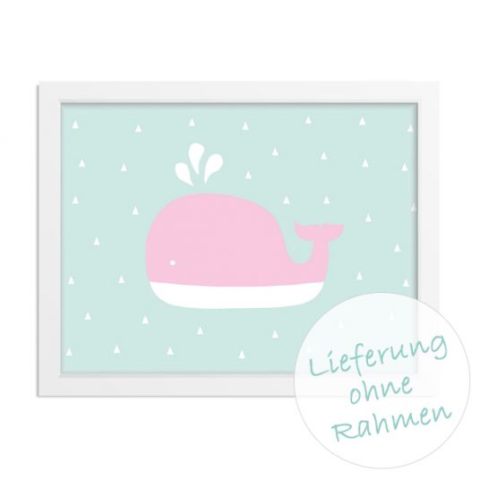 Mintkind Poster - small whale pink - A4