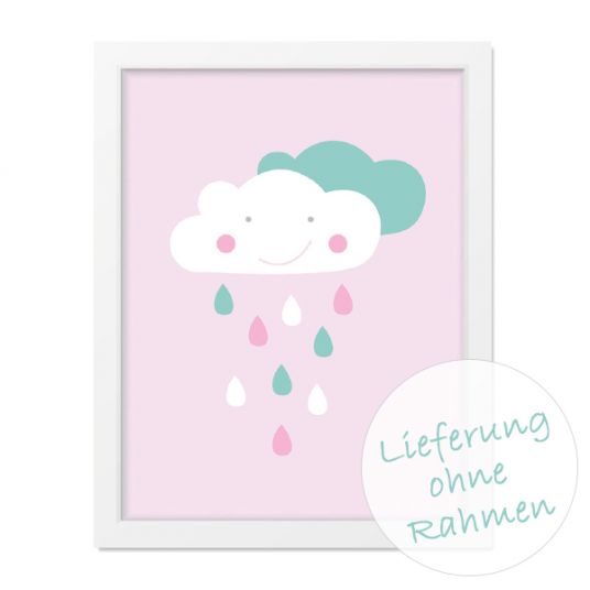 Mintkind Poster - Wolkenliebe Rosa - A4