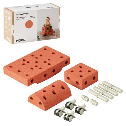 Modu Set di costruzioni da 14 pezzi Modu Playsystem Curiosity da 0 a 6 anni - Arancione bruciato / Verde polvere