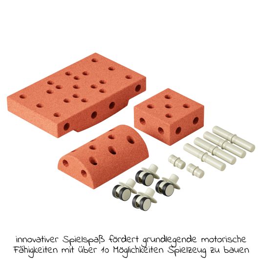 Modu Set di costruzioni da 14 pezzi Modu Playsystem Curiosity da 0 a 6 anni - Arancione bruciato / Verde polvere