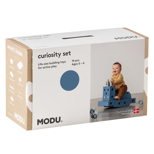 Modu 14-piece building set starter set Modu Playsystem Curiosity from 0 - 6 years - Deep Blue / Sky Blue
