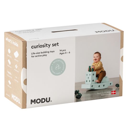 Modu 14-piece building set starter set Modu Playsystem Curiosity from 0 - 6 years - Ocean Mint / Forest Green