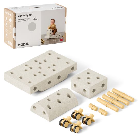 Modu 14 tlg. Baukasten Starter-Set Modu Playsystem Curiosity von 0 - 6 Jahre - Sand Grey / Honey Yello