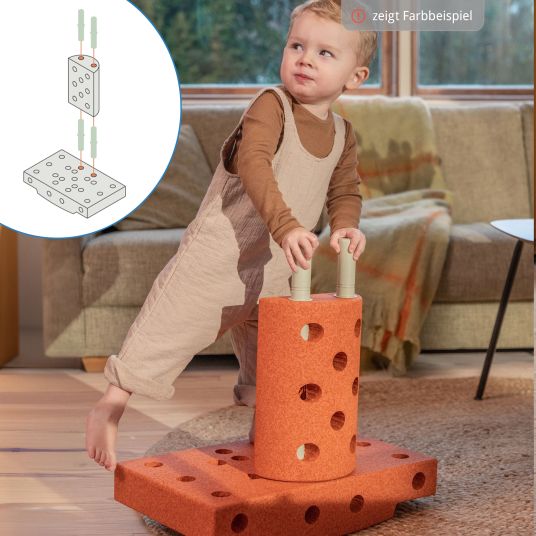 Modu 14 tlg. Baukasten Starter-Set Modu Playsystem Curiosity von 0 - 6 Jahre - Sand Grey / Honey Yello