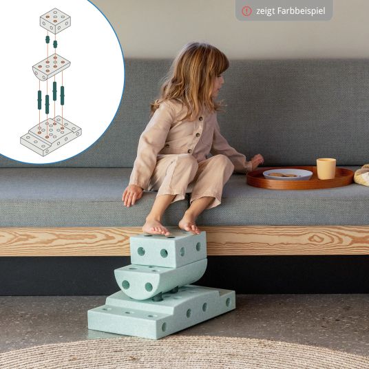 Modu 14 tlg. Baukasten Starter-Set Modu Playsystem Curiosity von 0 - 6 Jahre - Sand Grey / Honey Yello