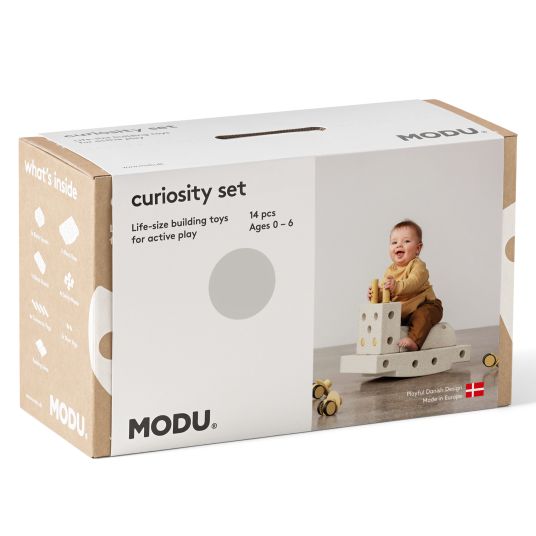 Modu 14 tlg. Baukasten Starter-Set Modu Playsystem Curiosity von 0 - 6 Jahre - Sand Grey / Honey Yello