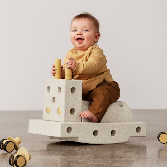 Modu 14 tlg. Baukasten Starter-Set Modu Playsystem Curiosity von 0 - 6 Jahre - Sand Grey / Honey Yello