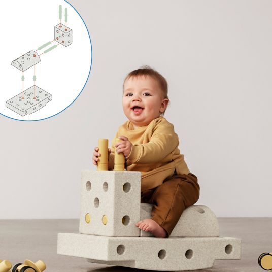 Modu 14 tlg. Baukasten Starter-Set Modu Playsystem Curiosity von 0 - 6 Jahre - Sand Grey / Honey Yello