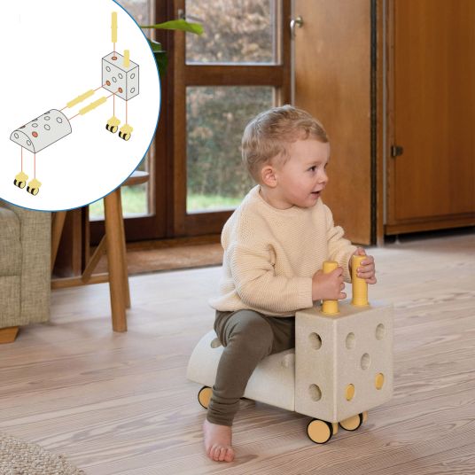 Modu 14 tlg. Baukasten Starter-Set Modu Playsystem Curiosity von 0 - 6 Jahre - Sand Grey / Honey Yello