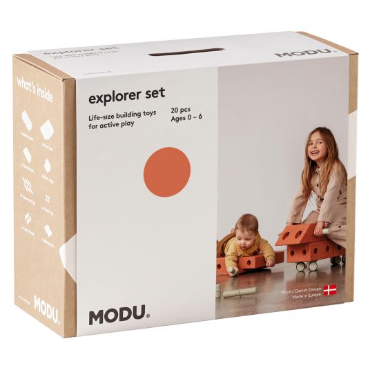 Modu 20-piece building set starter set Modu Playsystem Explorer from 0 - 6 years - Burnt Orange / Dusty Green