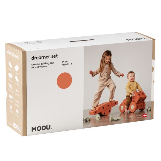 Modu 34-piece building set starter set Modu Playsystem Dreamer from 0 - 6 years - Burnt Orange / Dusty Green
