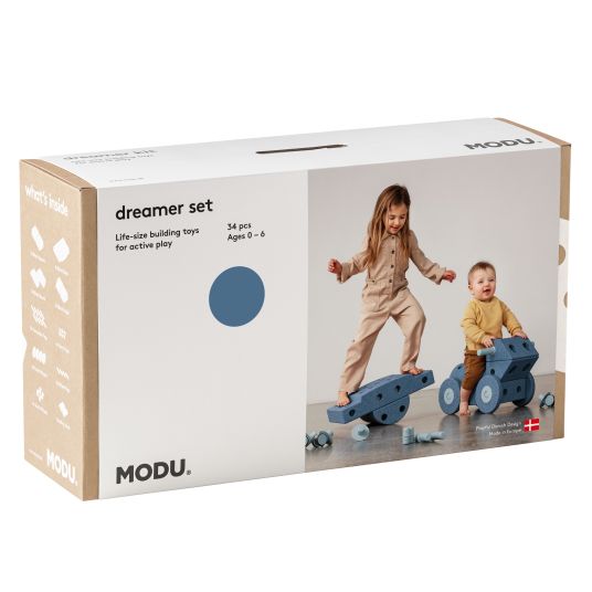 Modu 34-piece building set starter set Modu Playsystem Dreamer from 0 - 6 years - Deep Blue / Sky Blue