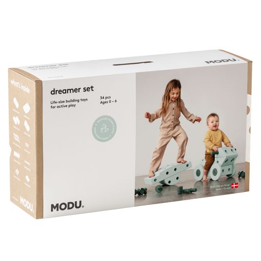 Modu 34-piece building set starter set Modu Playsystem Dreamer from 0 - 6 years - Ocean Mint / Forest Green