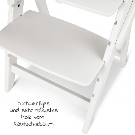 Moji Yippy Newborn Set (5-tlg.) Hochstuhl + Neugeborenen Aufsatz + Sitzkissen + Starter-Set + Tisch & Essbrett - Snow