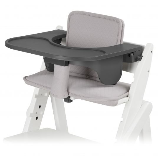 Moji Yippy Newborn Set (5-tlg.) Hochstuhl + Neugeborenen Aufsatz + Sitzkissen + Starter-Set + Tisch & Essbrett - Snow