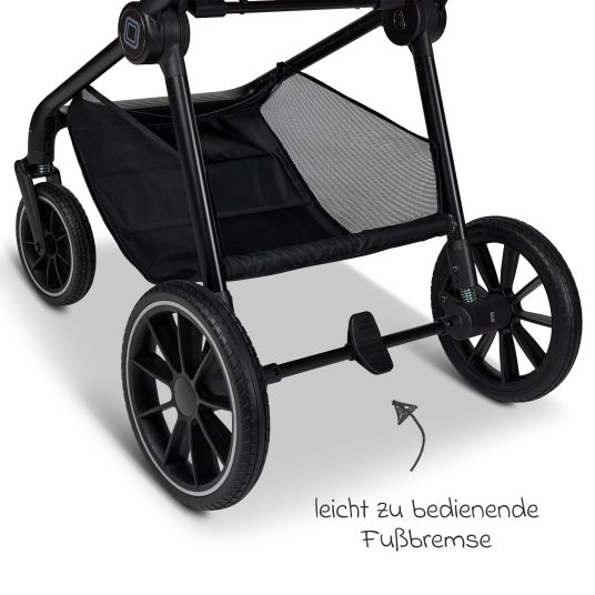 Moon 2in1 Kombi-Kinderwagen Clicc bis 22 kg mit Liegeposition, Babywanne, umsetzbare Sitzeinheit, Teleskopschieber inkl. Regenschutz, Wickeltasche, Fußsack & Adapter - Moss Melange