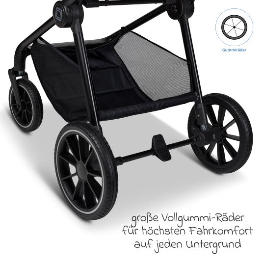 Moon 2in1 Kombi-Kinderwagen Clicc bis 22 kg mit Liegeposition, Babywanne, umsetzbare Sitzeinheit, Teleskopschieber inkl. Regenschutz, Wickeltasche, Fußsack & Adapter - Moss Melange