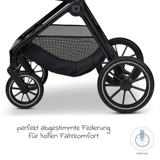 Moon 2in1 Kombi-Kinderwagen Clicc bis 22 kg mit Liegeposition, Babywanne, umsetzbare Sitzeinheit, Teleskopschieber inkl. Regenschutz, Wickeltasche, Fußsack & Adapter - Moss Melange