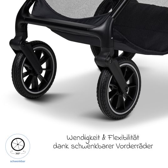 Moon 2in1 Kombi-Kinderwagen Clicc bis 22 kg mit Liegeposition, Babywanne, umsetzbare Sitzeinheit, Teleskopschieber inkl. Regenschutz, Wickeltasche, Fußsack & Adapter - Moss Melange