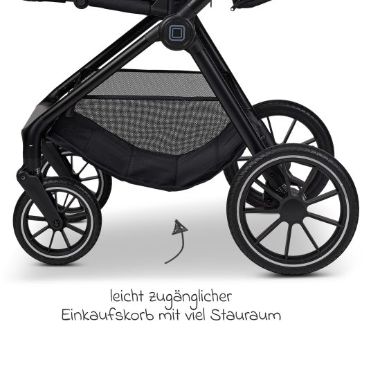 Moon 2in1 Kombi-Kinderwagen Clicc bis 22 kg mit Liegeposition, Babywanne, umsetzbare Sitzeinheit, Teleskopschieber inkl. Regenschutz, Wickeltasche, Fußsack & Adapter - Moss Melange