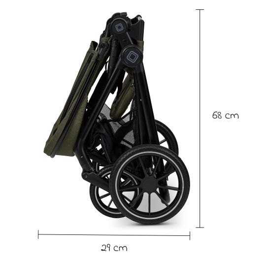 Moon 2in1 Kombi-Kinderwagen Clicc bis 22 kg mit Liegeposition, Babywanne, umsetzbare Sitzeinheit, Teleskopschieber inkl. Regenschutz, Wickeltasche, Fußsack & Adapter - Moss Melange