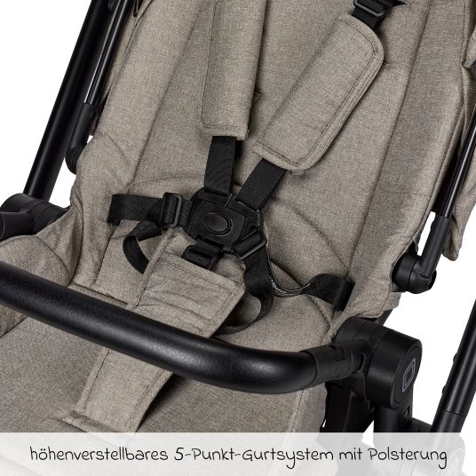 Moon 2in1 Kombi-Kinderwagen Clicc bis 22 kg mit Liegeposition, Babywanne, umsetzbare Sitzeinheit, Teleskopschieber inkl. Regenschutz, Wickeltasche, Fußsack & Adapter - Mud Melange