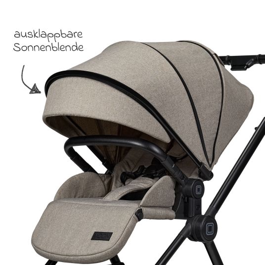 Moon 2in1 Kombi-Kinderwagen Clicc bis 22 kg mit Liegeposition, Babywanne, umsetzbare Sitzeinheit, Teleskopschieber inkl. Regenschutz, Wickeltasche, Fußsack & Adapter - Mud Melange