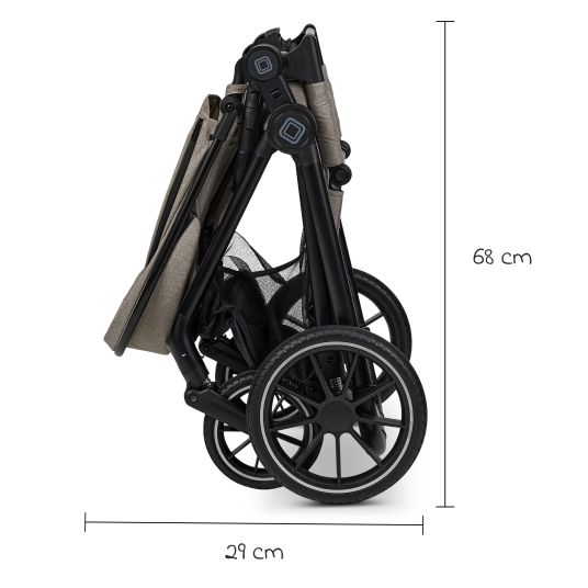 Moon 2in1 Kombi-Kinderwagen Clicc bis 22 kg mit Liegeposition, Babywanne, umsetzbare Sitzeinheit, Teleskopschieber inkl. Regenschutz, Wickeltasche, Fußsack & Adapter - Mud Melange