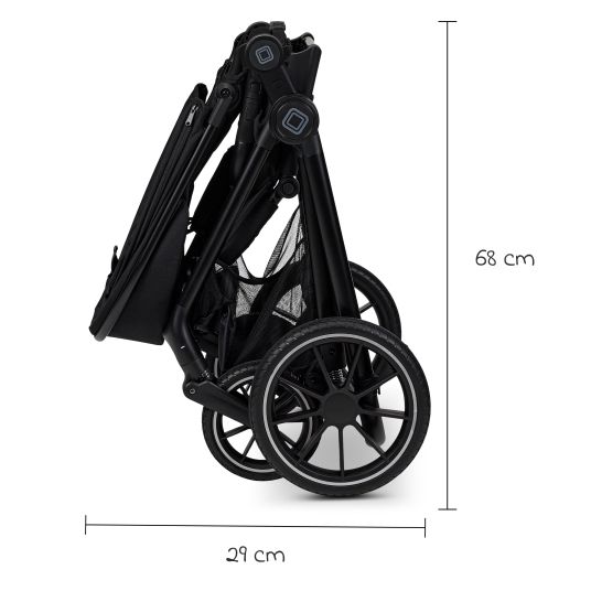 Moon 2in1 Kombi-Kinderwagen Clicc bis 22 kg mit Liegeposition, Babywanne, umsetzbare Sitzeinheit, Teleskopschieber inkl. Regenschutz, Wickeltasche, Fußsack & Adapter - Onyx Melange