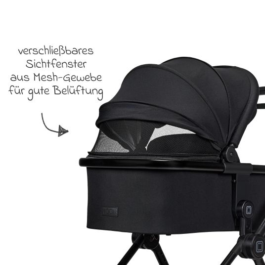 Moon 2in1 Kombi-Kinderwagen Clicc bis 22 kg mit Liegeposition, Babywanne, umsetzbare Sitzeinheit, Teleskopschieber inkl. Regenschutz, Wickeltasche, Fußsack & Adapter - Onyx Melange