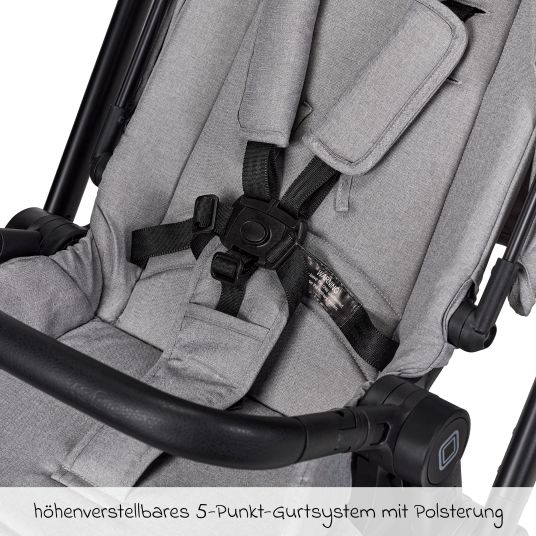 Moon 2in1 Kombi-Kinderwagen Clicc bis 22 kg mit Liegeposition, Babywanne, umsetzbare Sitzeinheit, Teleskopschieber inkl. Regenschutz, Wickeltasche, Fußsack & Adapter - Stone Melange