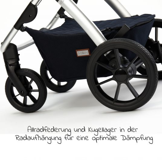 Moon 2in1 Kombi-Kinderwagen No One 2.0 Sportsitz, Babywanne, Matratze, inkl. 2 Radsätze - bis 22 kg - Navy