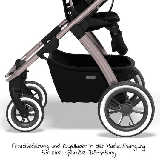 Moon 2in1 Kombi-Kinderwagen Relaxx Edition mit Sportsitz, Babywanne & Matratze, Lufträder - bis 22 kg - Black Grey Polish