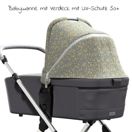 Moon 2in1 Kombi-Kinderwagen Relaxx Special Edition Sportsitz, Babywanne & Matratze, Lufträder bis 22 kg - Ice Flower