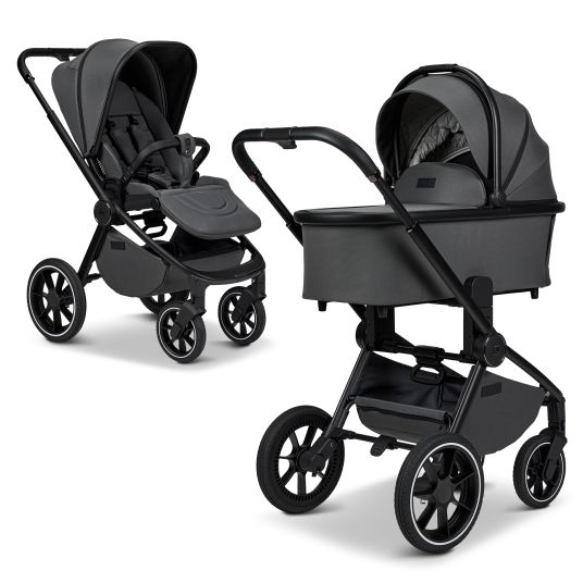 Moon 2in1 Kombi-Kinderwagen Resea + bis 22 kg mit Liegeposition, Babywanne, umsetzbare Sitzeinheit & Teleskopschieber - Anthra